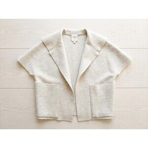 Joie Anthropologie One Size Cream Short Sleeve Open Cardigan Oversized Boho OS